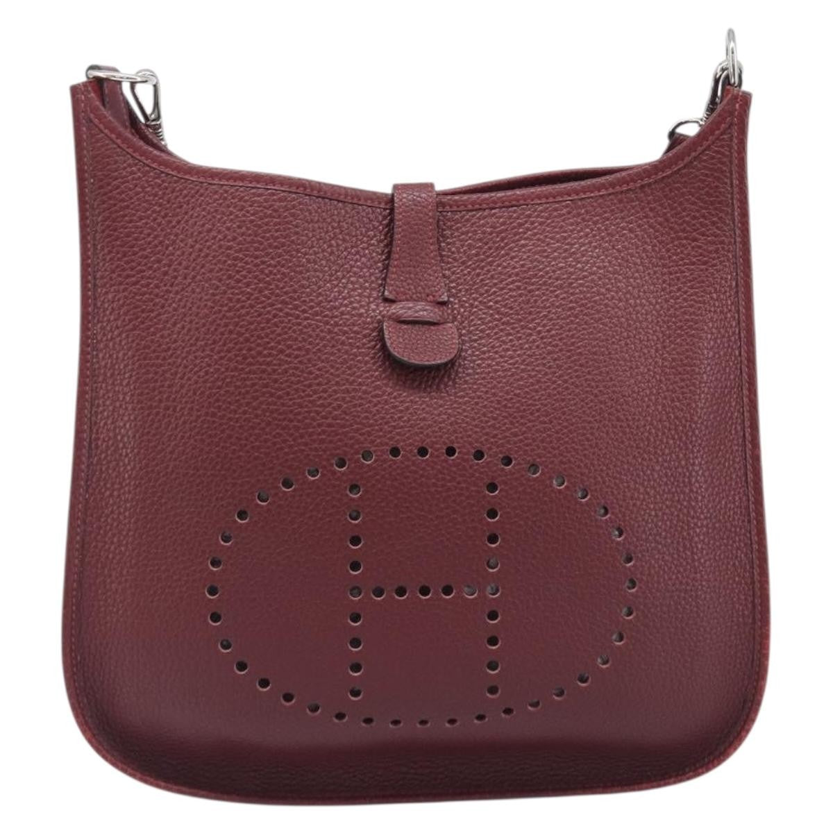 Hermes Evelyne Bag Gen I Chamonix Burgundy Leather Handbag (Pre-Owned)