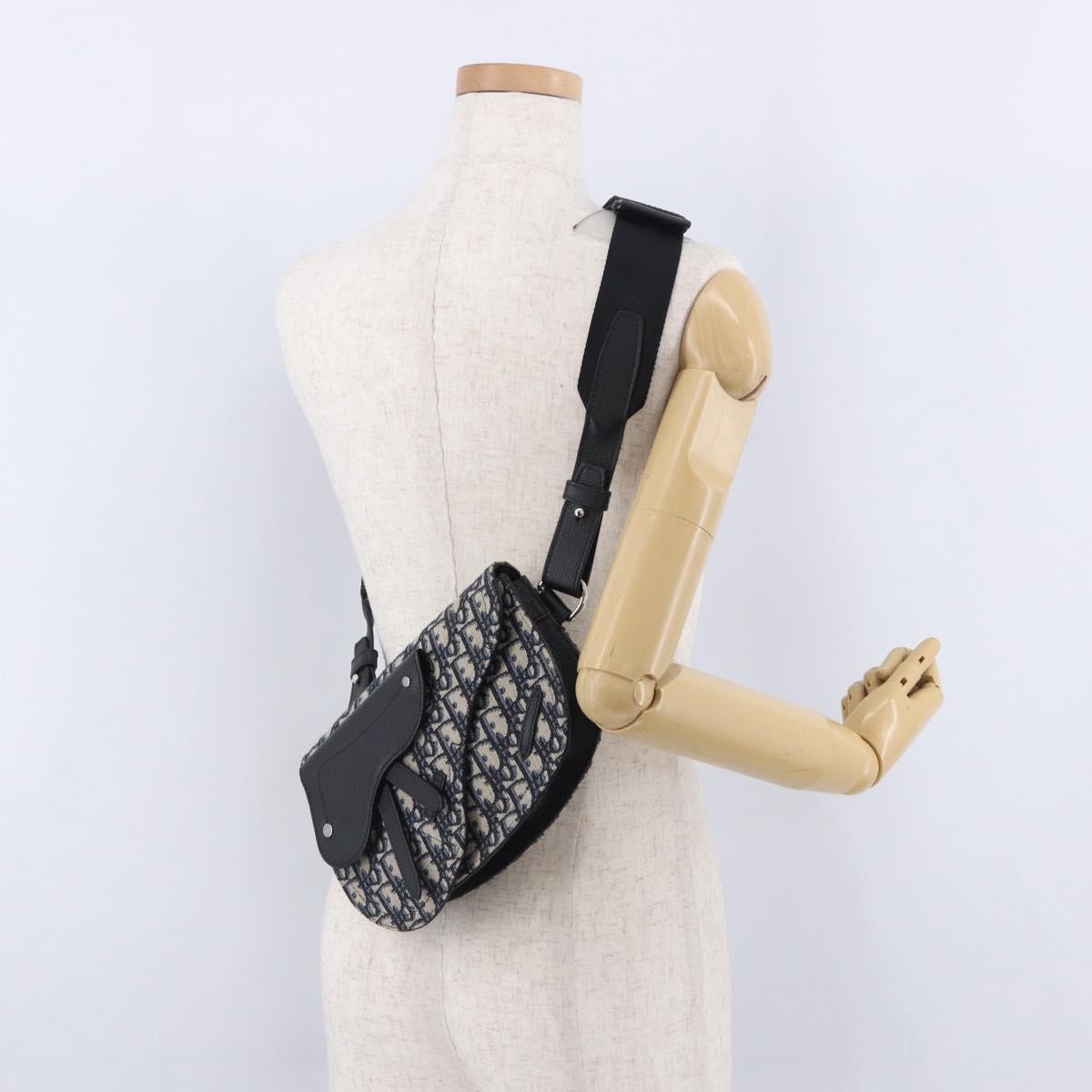 Christian Dior Saddle Messenger Oblique Canvas Navy Canvas Clutche & Pouche Bag (Pre-Owned)