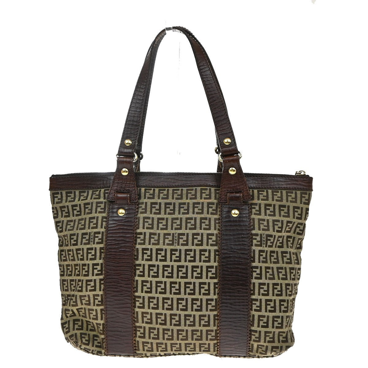 Fendi Open Zucchino Canvas Beige Canvas Tote Bag Bag (Pre-Owned)