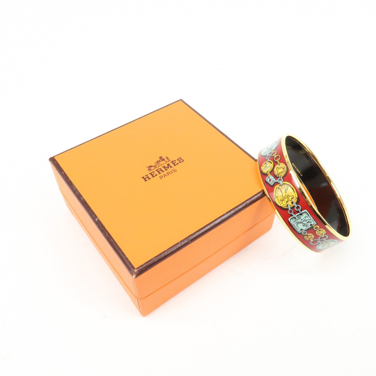 Hermes Bangle Printed Enamel Red Gold_Plated Bracelet Jewelry (Pre-Owned)