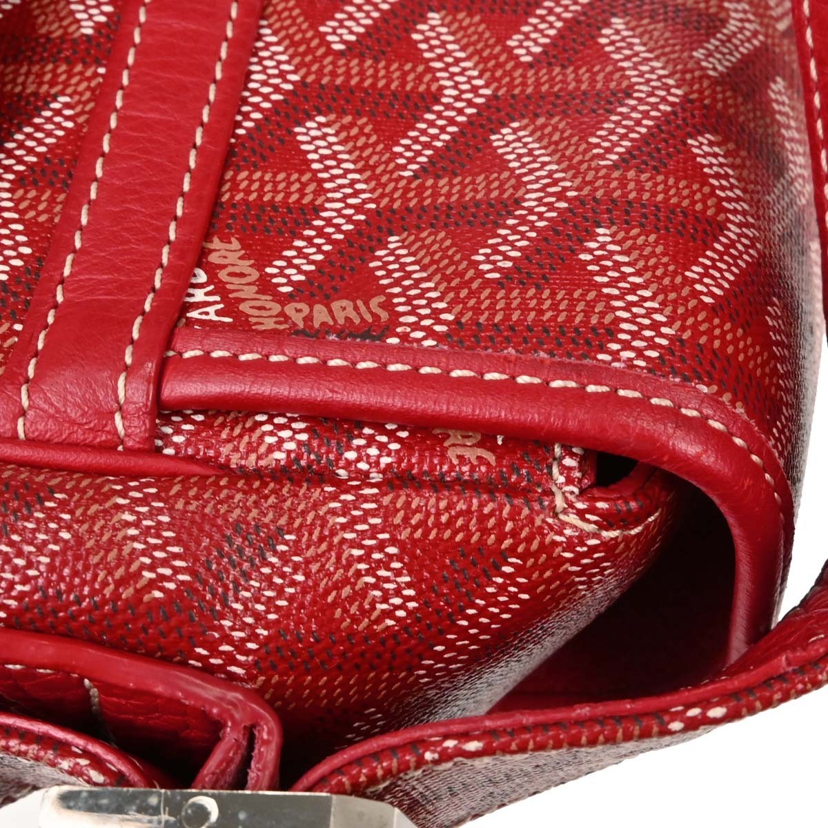 Goyard Grand Bleu Messenger Coated Canvas Red Canvas Handbag (Pre-Owned)