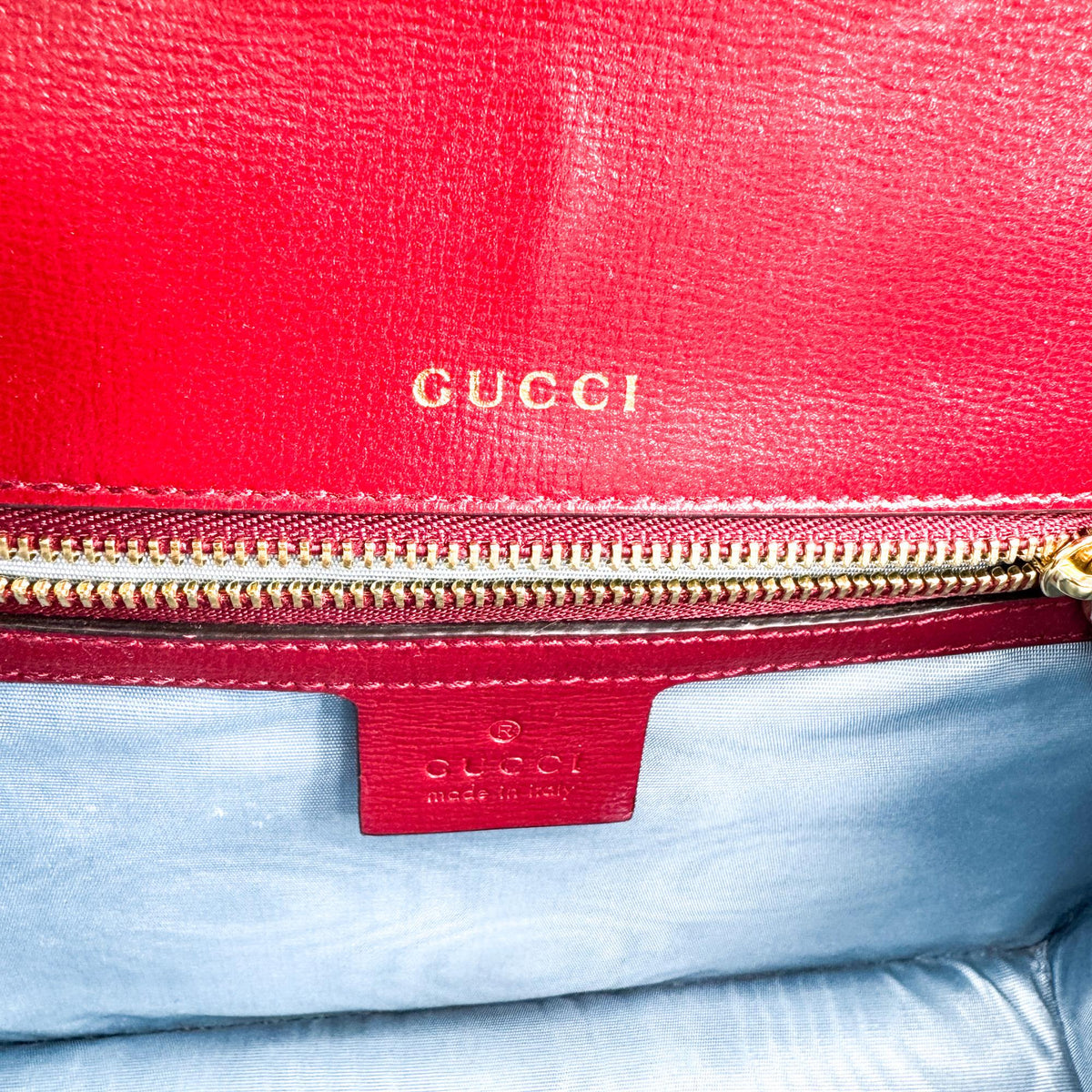 Gucci Gg Ring Leather Red Leather Shoulder Bag Bag (Pre-Owned)