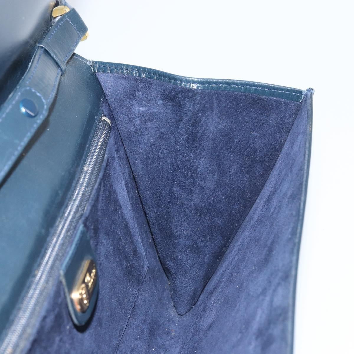 Gucci Vintage Interlocking G Flap Leather Navy Leather Shoulder Bag Bag (Pre-Owned)