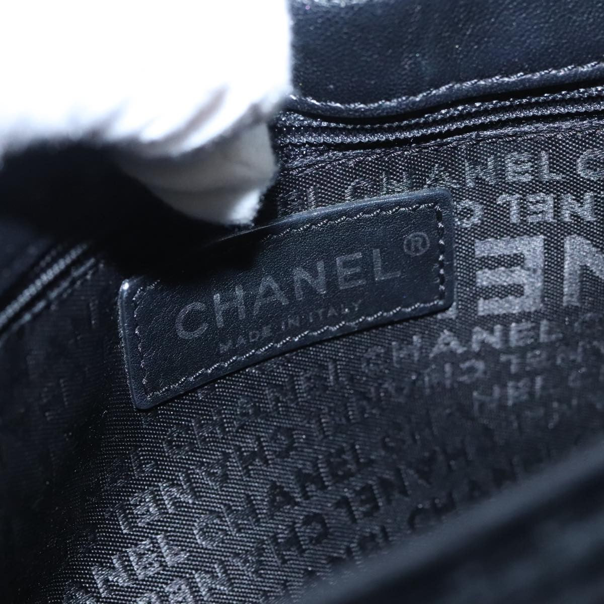 Chanel Camellia No.5 Chain Flap Velvet Black Velvet Shoulder Bag Bag (Pre-Owned)