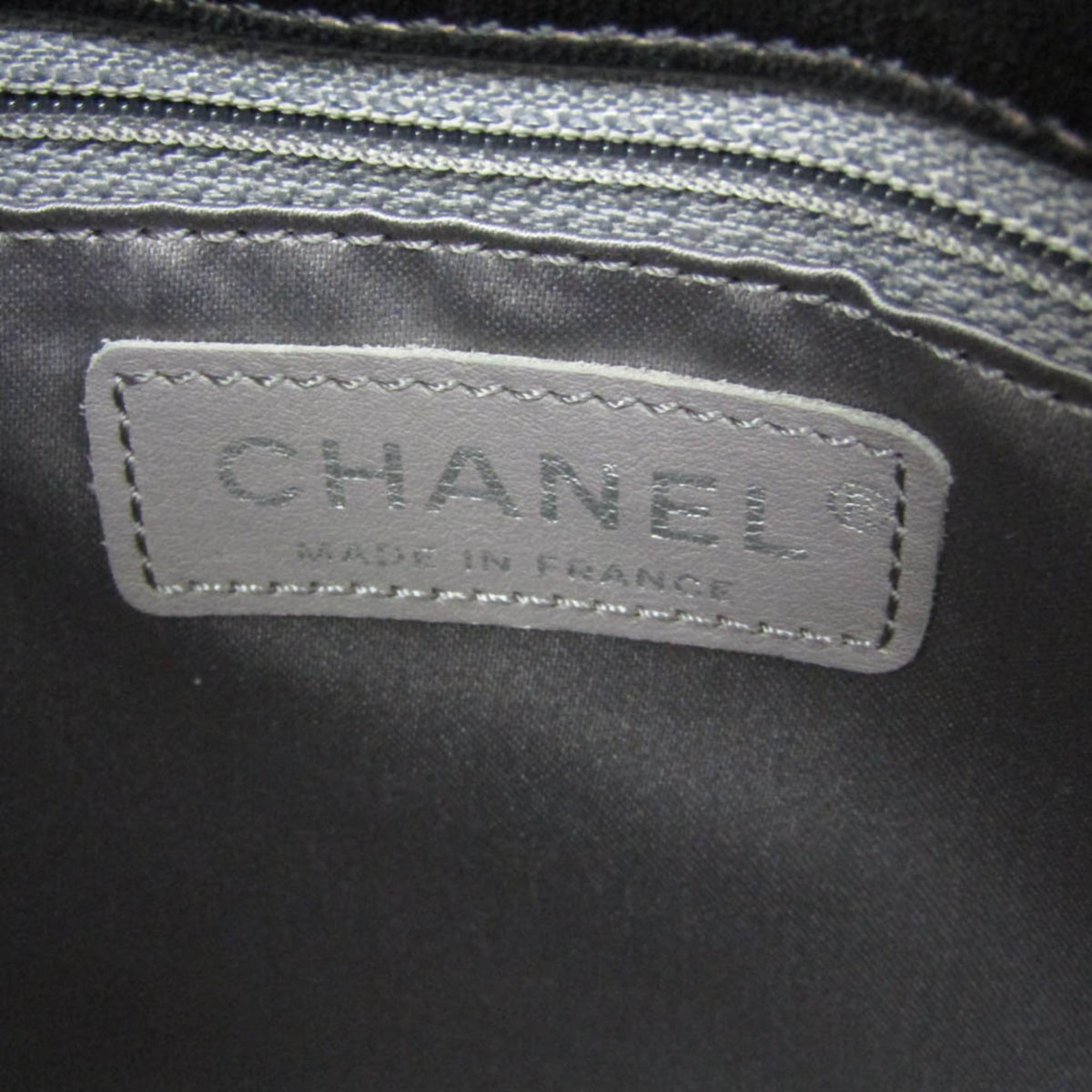 Chanel Funny Tweed Quilted Vinyl Black Plastic Tote Bag Bag (Pre-Owned)