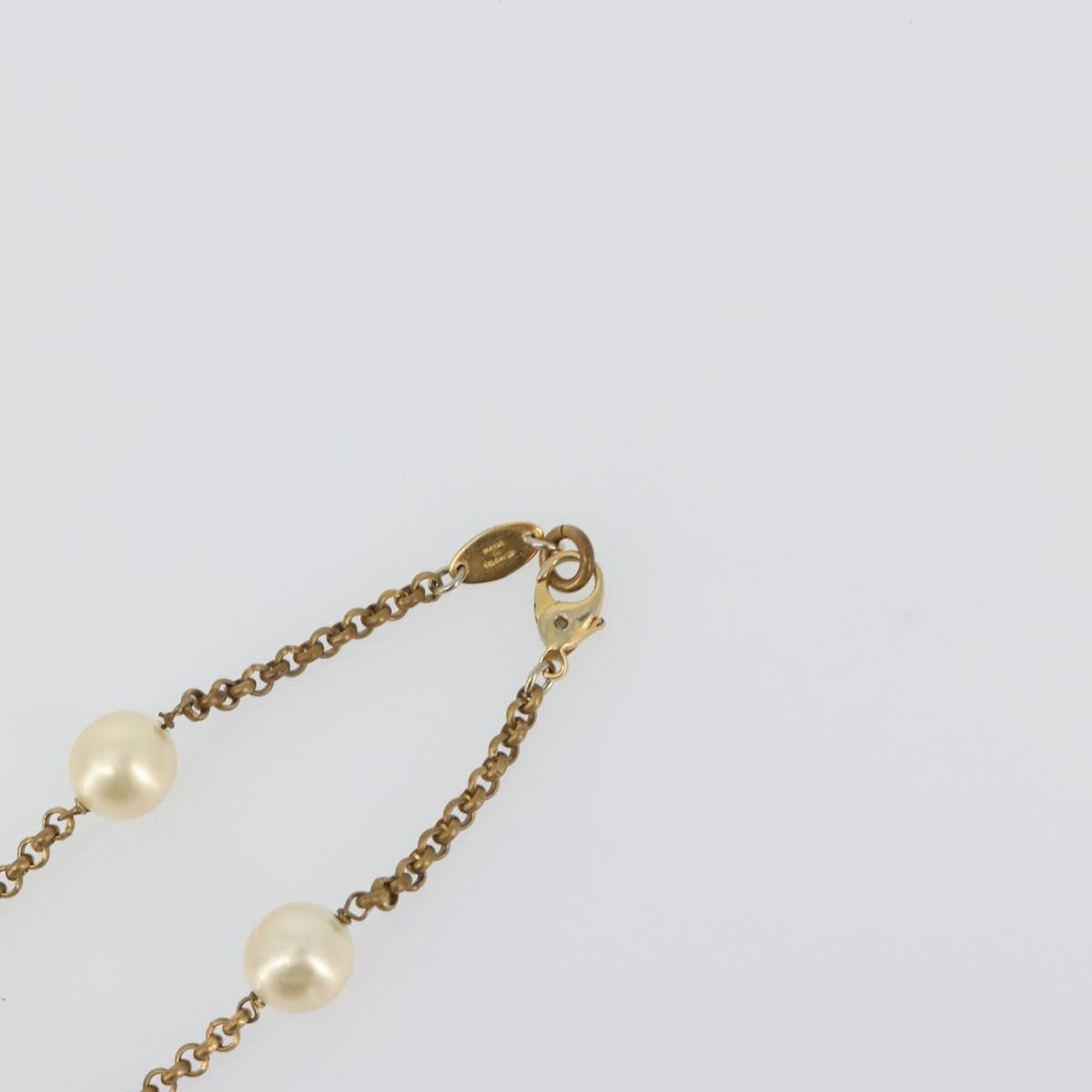 Chanel Pearl Station Metal And Faux Pearl Gold Metal Necklace Jewelry (Pre-Owned)