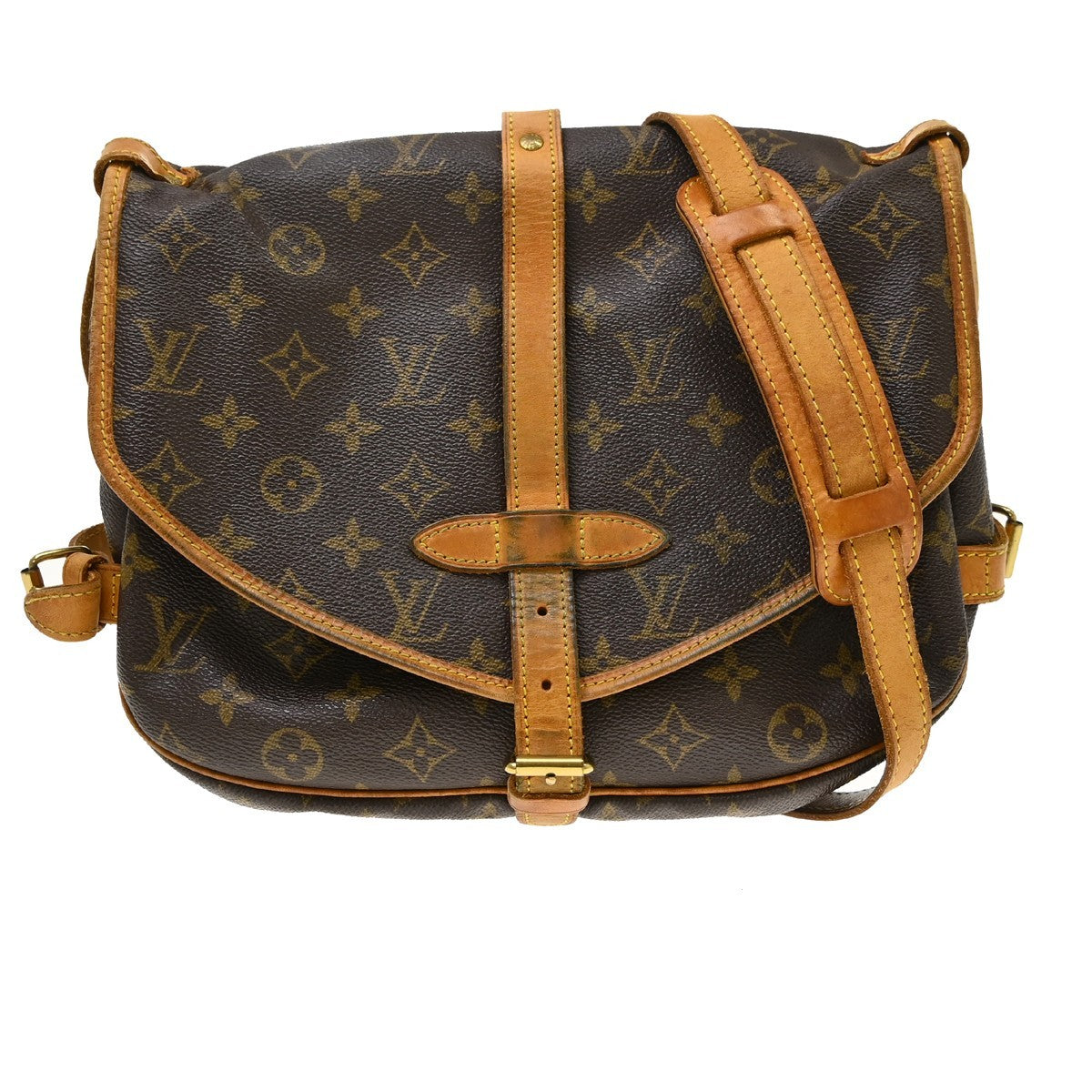 Louis Vuitton Saumur Monogram Brown Canvas Shoulder Bag Bag (Pre-Owned)
