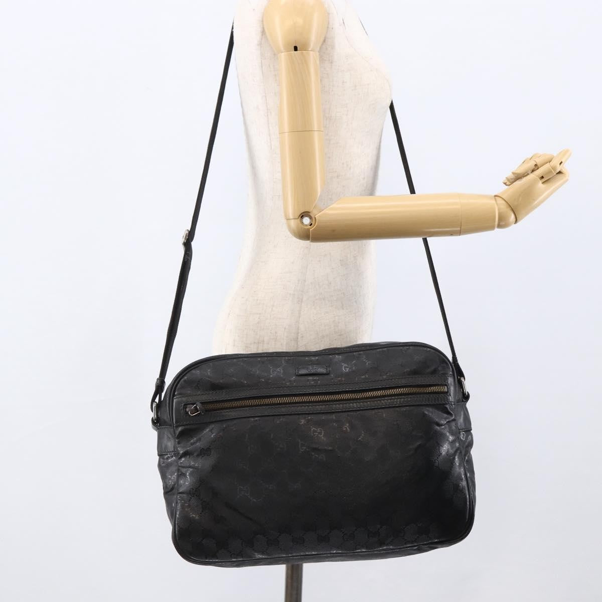 Gucci Zip Messenger Gg Imprime Black Canvas Shoulder Bag Bag (Pre-Owned)