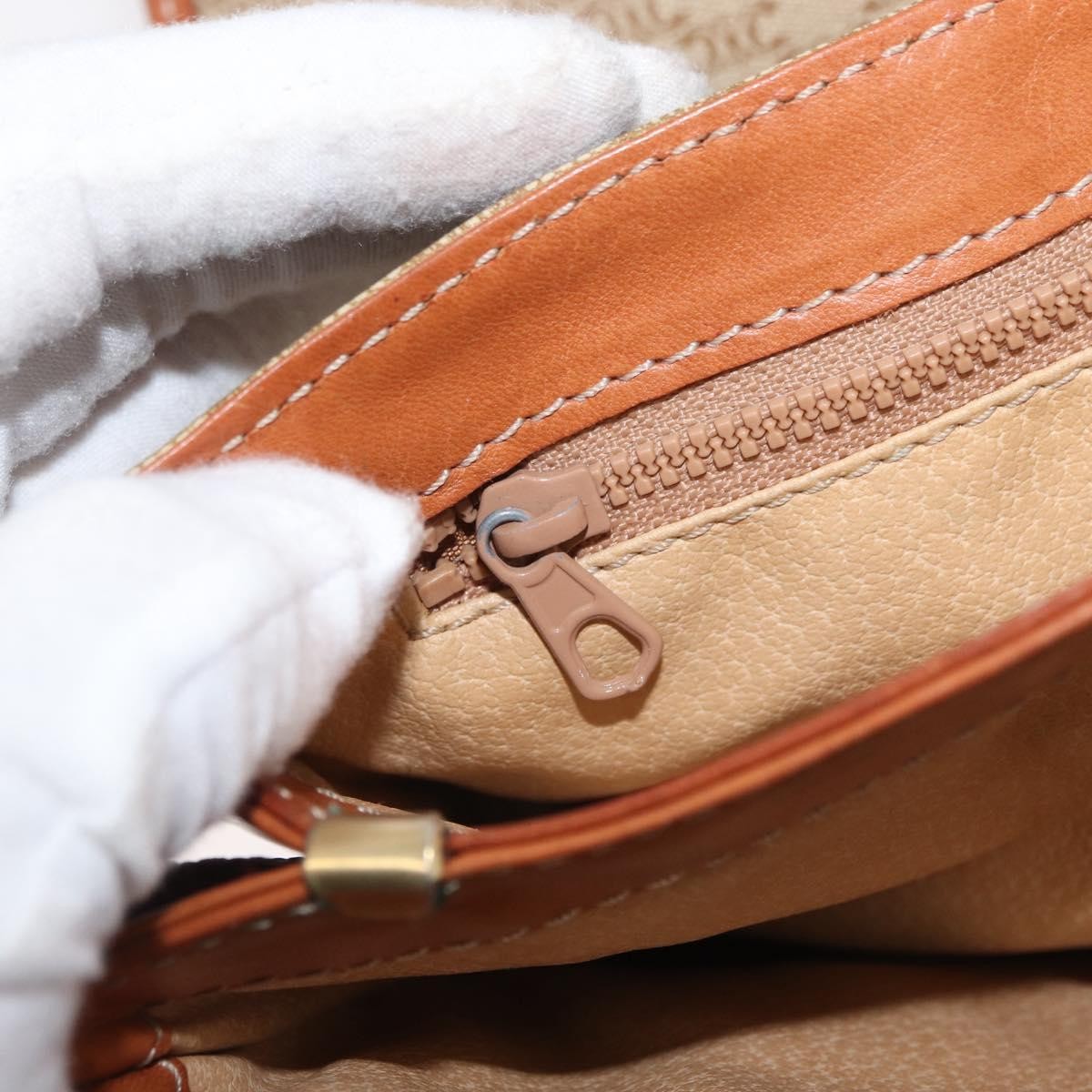 Celine Vintage Macadam Canvas And Leather Beige Canvas Shoulder Bag Bag (Pre-Owned)