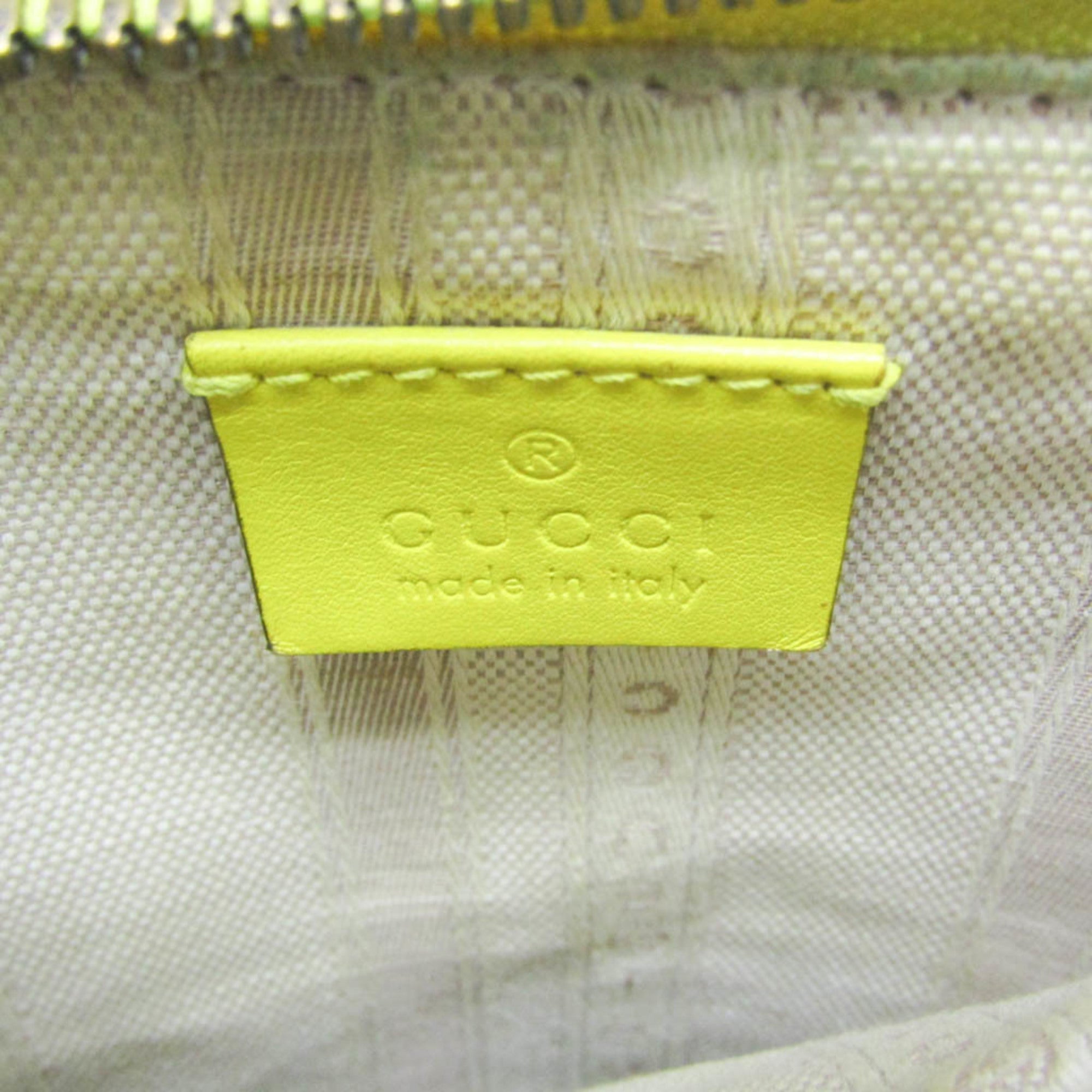 Gucci Bright Bit Convertible Tote Patent Leather Yellow Patent_Leather Handbag (Pre-Owned)