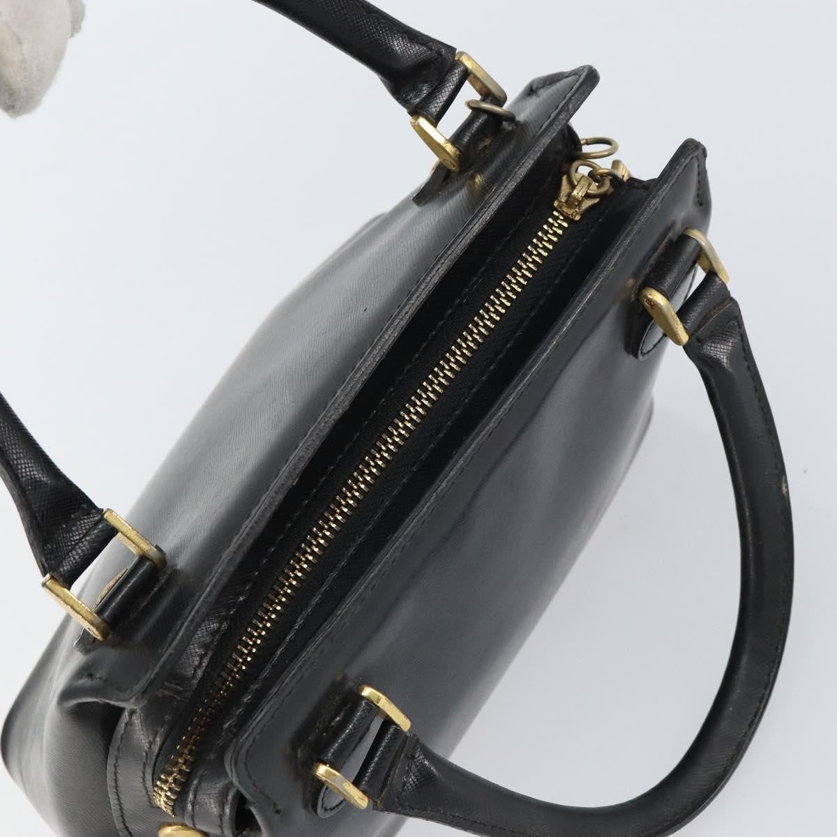 Versace Vintage Leather Black Leather Handbag (Pre-Owned)