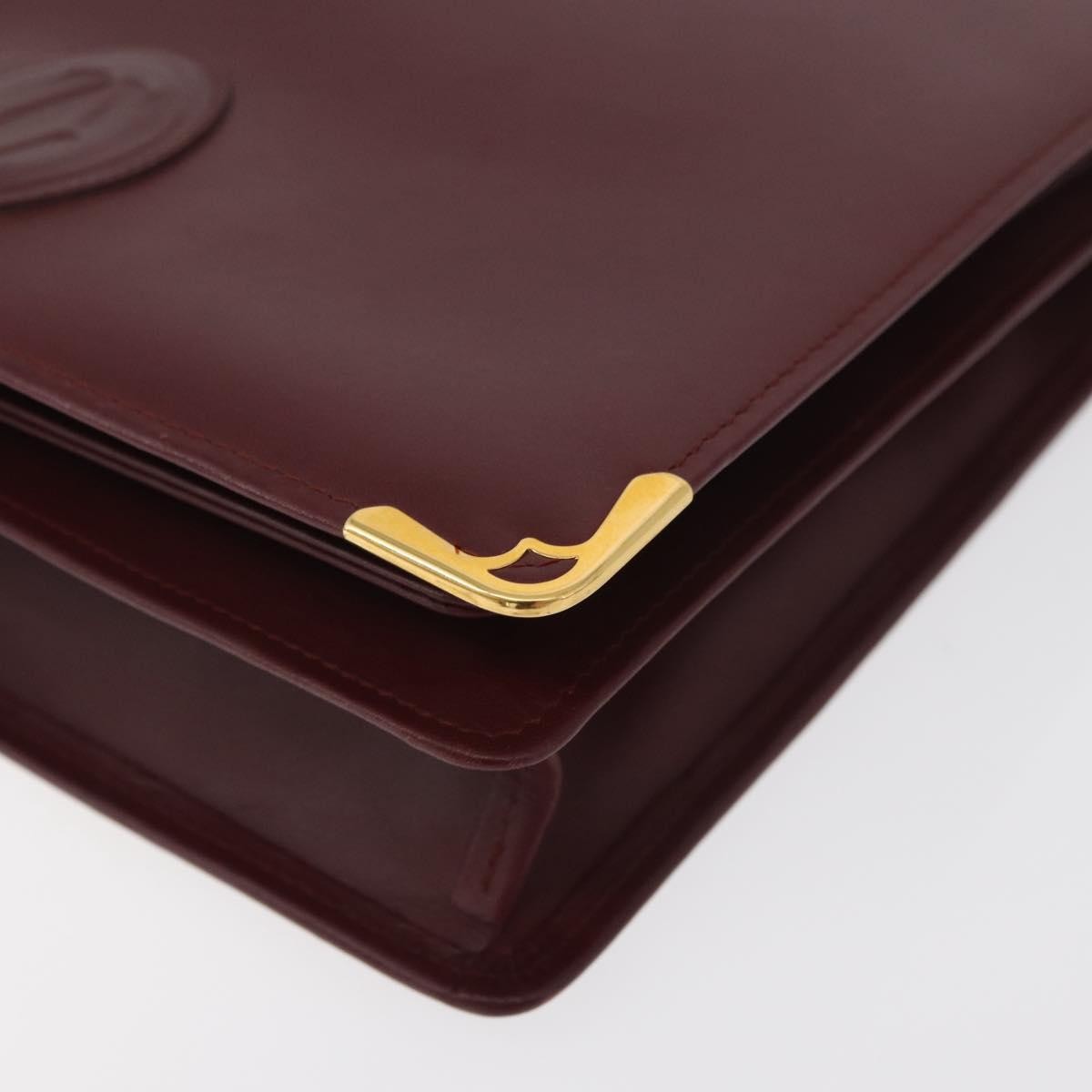 Cartier Must De Cartier Clutch Leather Burgundy Leather Clutche & Pouche Bag (Pre-Owned)