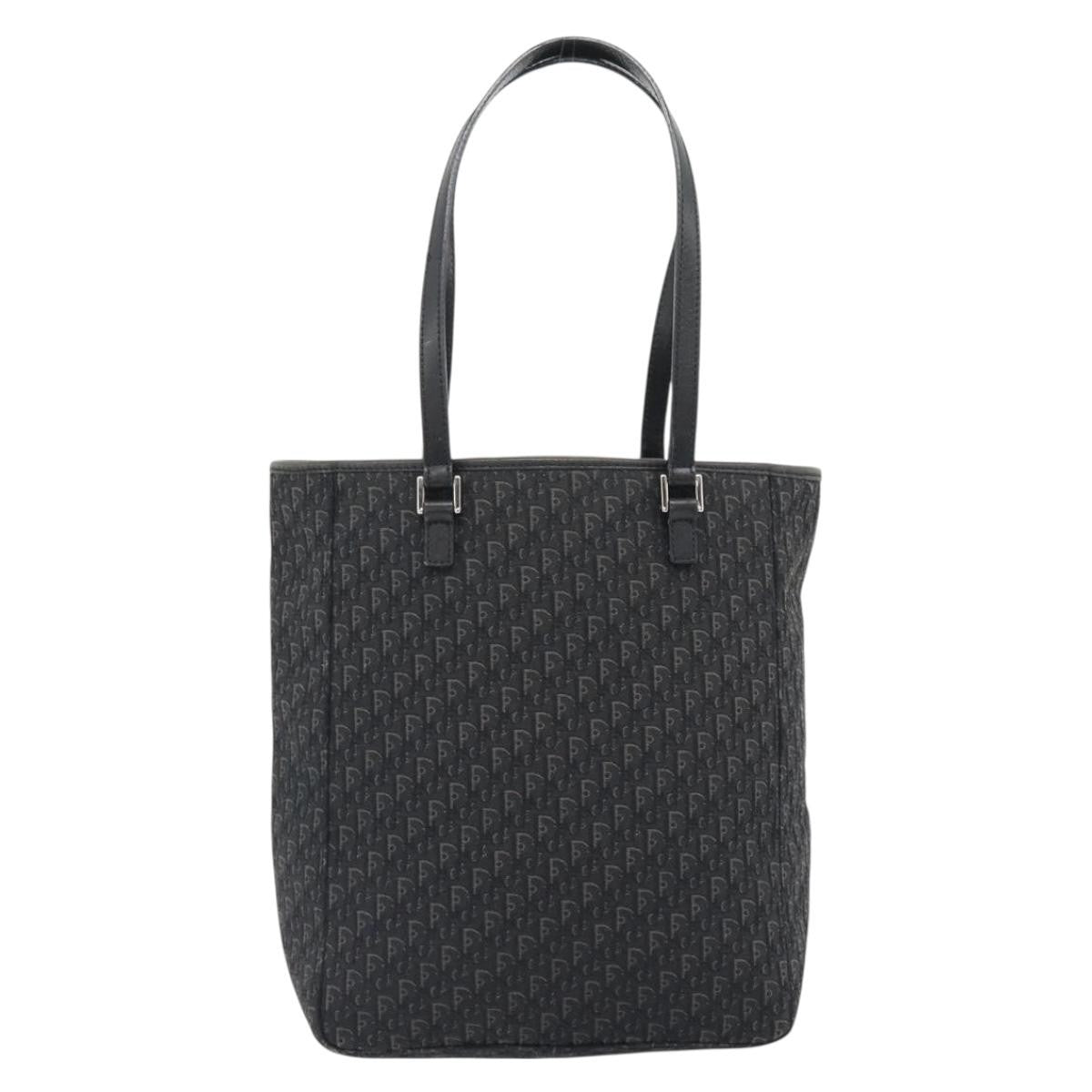 Christian Dior Vintage Open Pocket Diorissimo Canvas Black Canvas Tote Bag Bag (Pre-Owned)