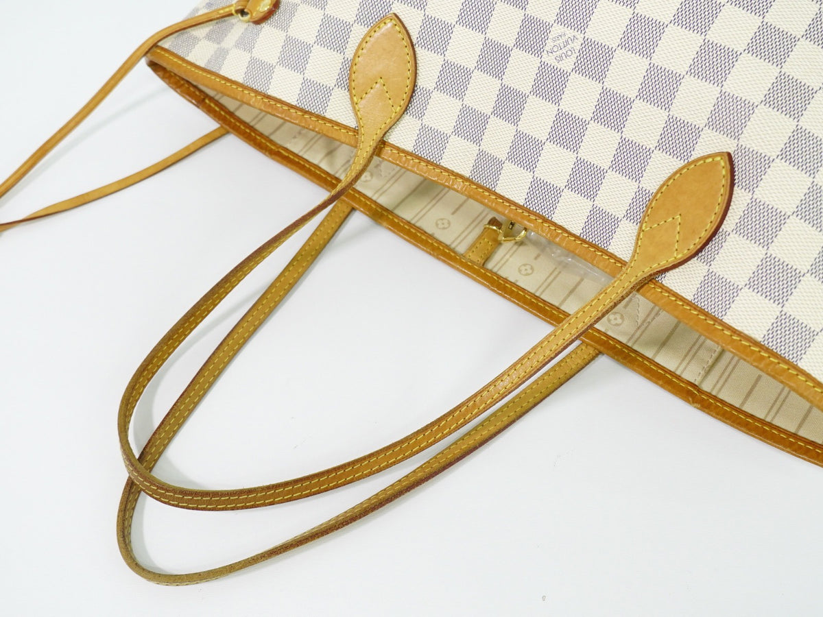Louis Vuitton Neverfull Damier White Canvas Tote Bag Bag (Pre-Owned)