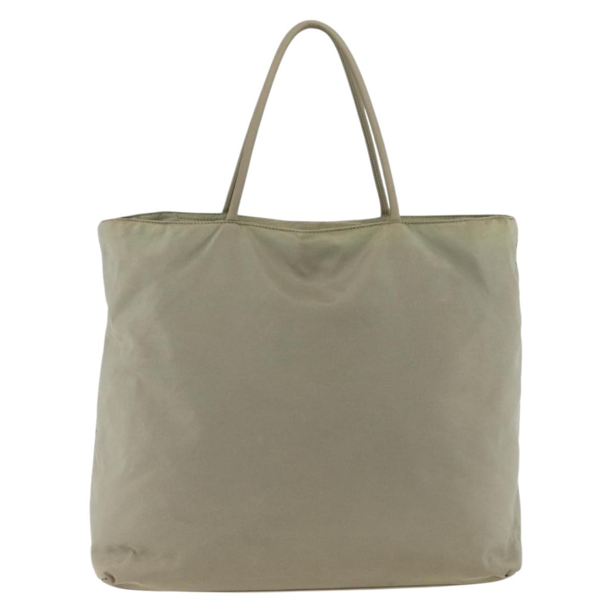 Prada Vintage Tote Tessuto Beige Nylon Tote Bag Bag (Pre-Owned)