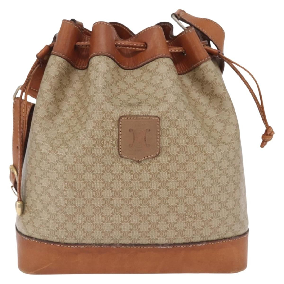 Celine Macadam Shoulder Canvas Beige Canvas Crossbody Bag Bag (Pre-Owned)