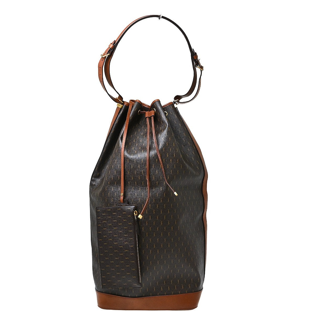 Saint Laurent Vintage Classic Monogram Drawstring Bucket Canvas Brown Canvas Shoulder Bag Bag (Pre-Owned)