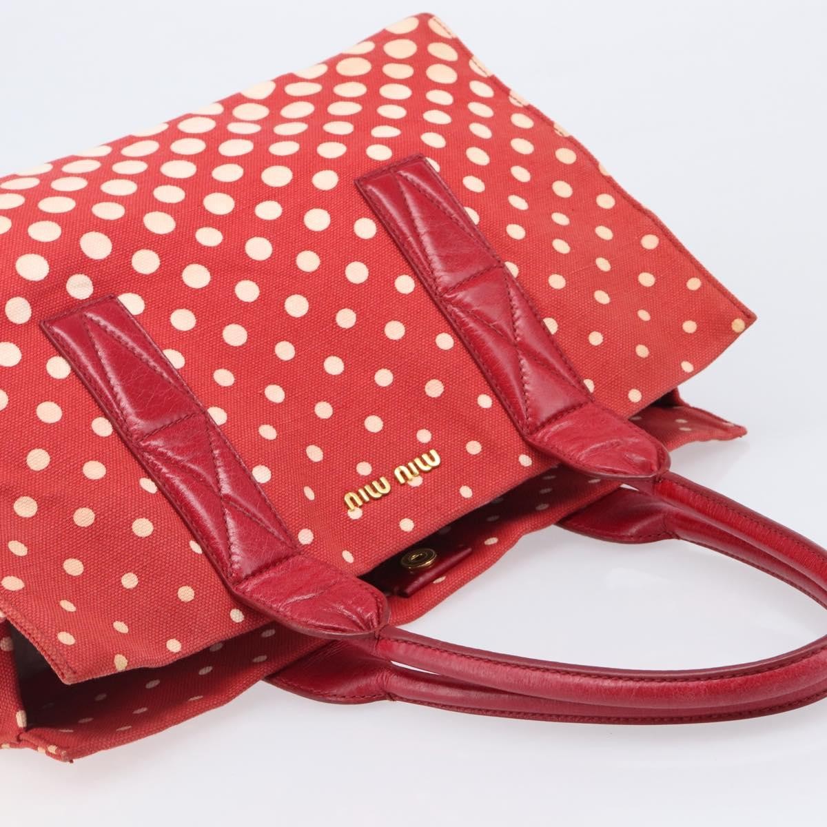 Miu Miu Beau Top Handle Leather Red Canvas Handbag (Pre-Owned)