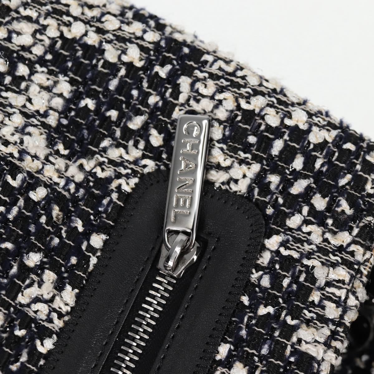 Chanel Camellia Messenger Tweed Black Tweed Shoulder Bag Bag (Pre-Owned)