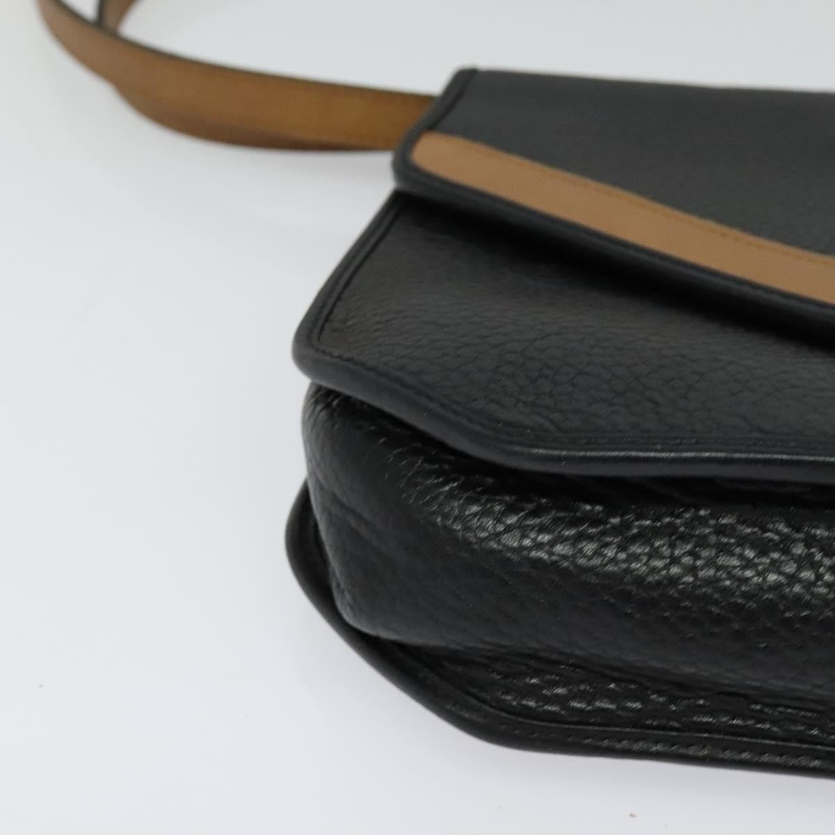Christian Dior Vintage Cd Flap Leather Black Leather Shoulder Bag Bag (Pre-Owned)
