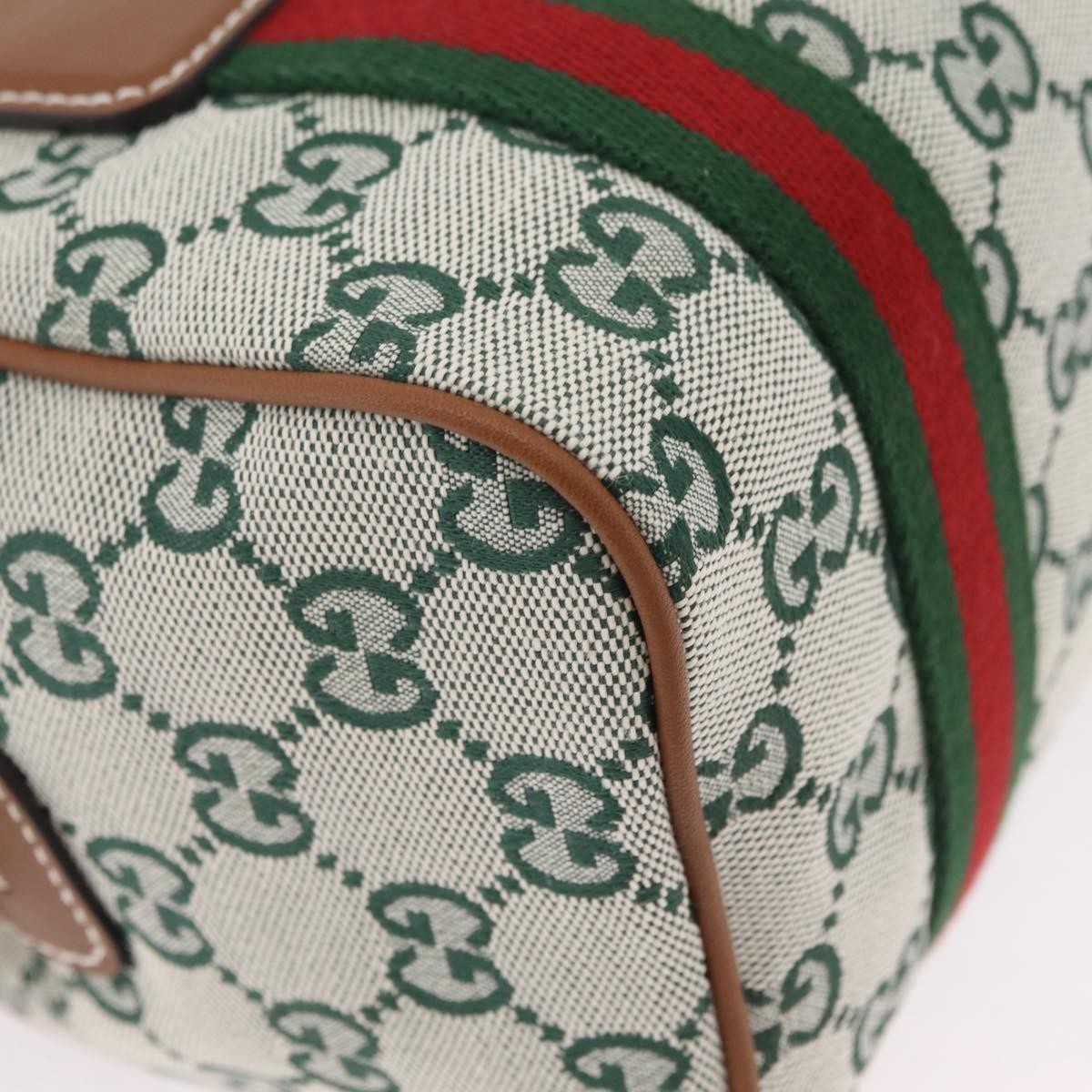 Gucci Web Boston Gg Canvas Green Canvas Handbag (Pre-Owned)