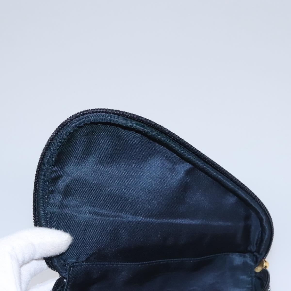 Christian Dior Vintage Saddle Coin Purse Diorissimo Canvas Navy Canvas Bag (Pre-Owned)