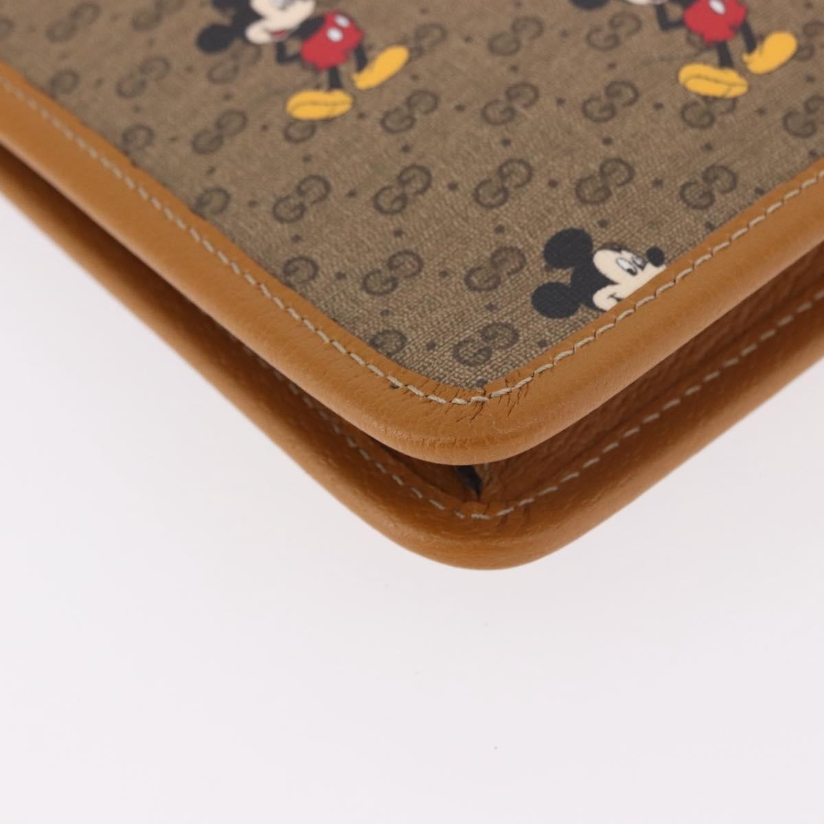 Gucci Disney Mickey Mouse Front Zip Printed Mini Gg Coated Canvas Beige Canvas Clutche & Pouche Bag (Pre-Owned)