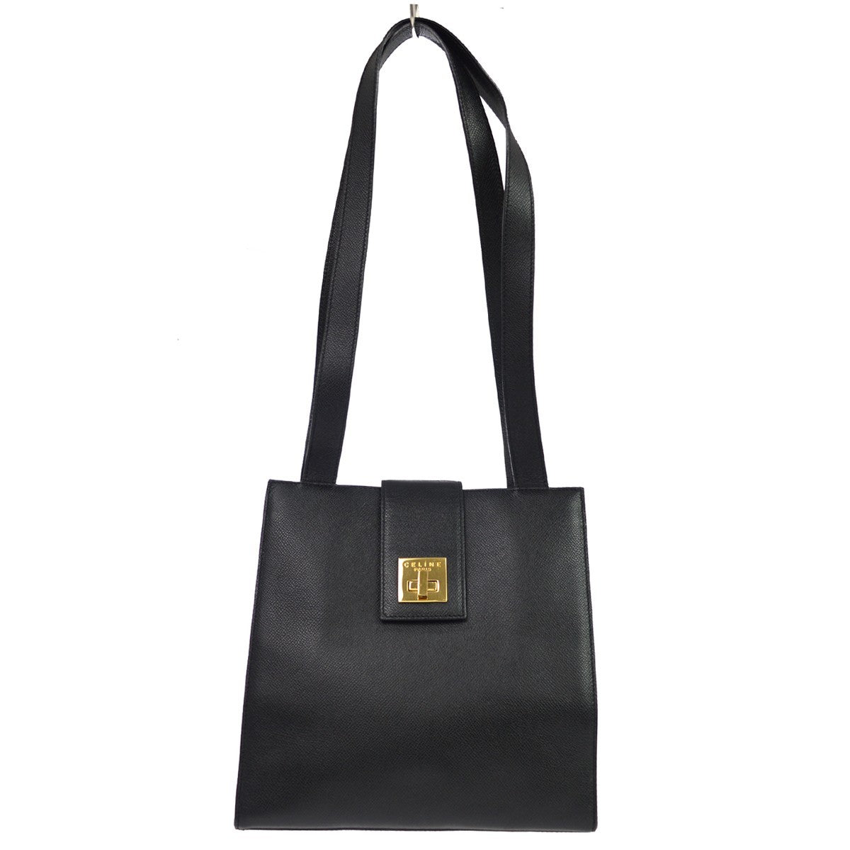 Celine Vintage Turnlock Leather Black Leather Shoulder Bag Bag (Pre-Owned)