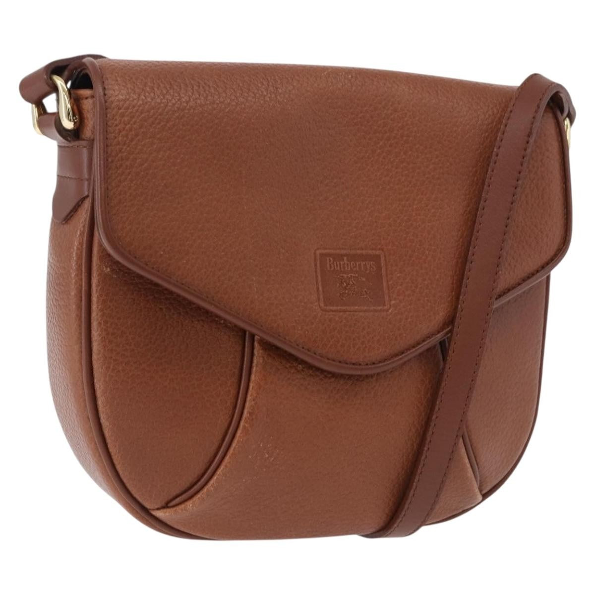 Burberry Flap Shoulder Leather Brown Leather Shoulder Bag Bag (Pre-Owned)
