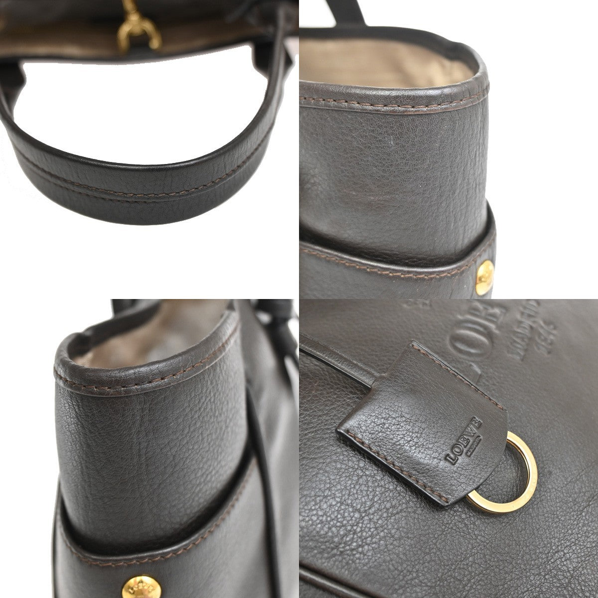 Loewe Heritage Leather Brown Leather Tote Bag Bag (Pre-Owned)