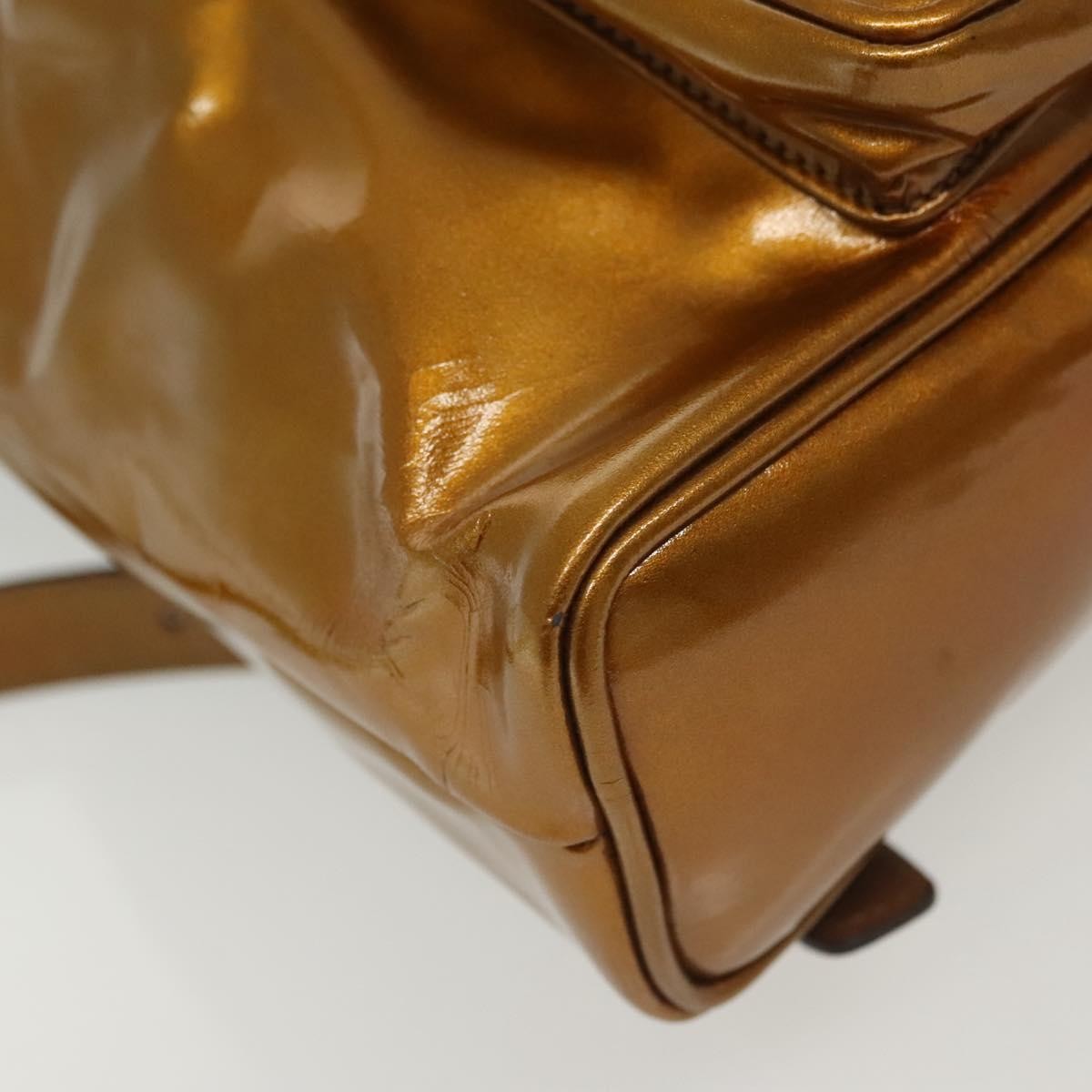 Gucci Vintage Bamboo Patent Gold Patent_Leather Bag (Pre-Owned)