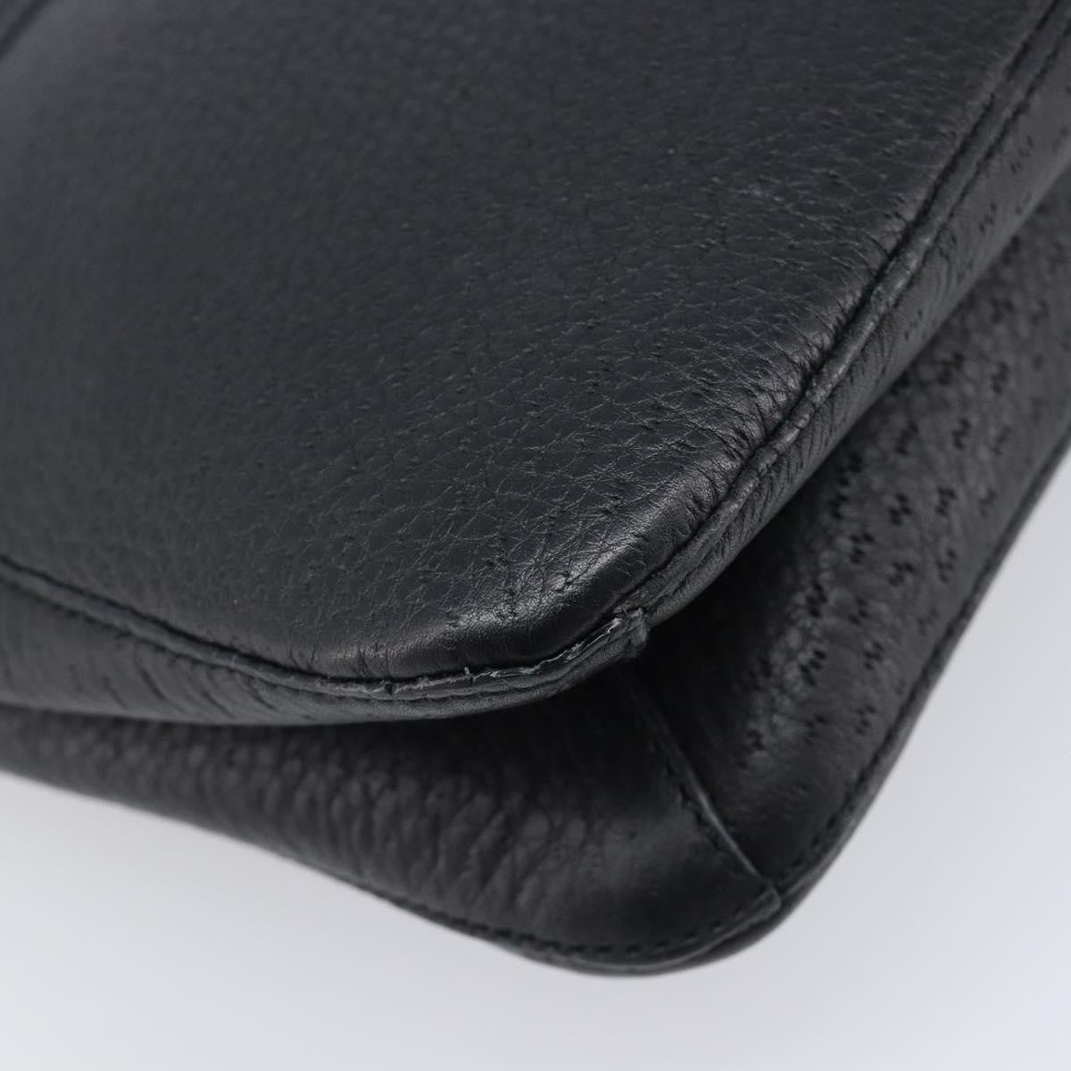 Salvatore Ferragamo Gancini Leather Black Leather Shoulder Bag Bag (Pre-Owned)