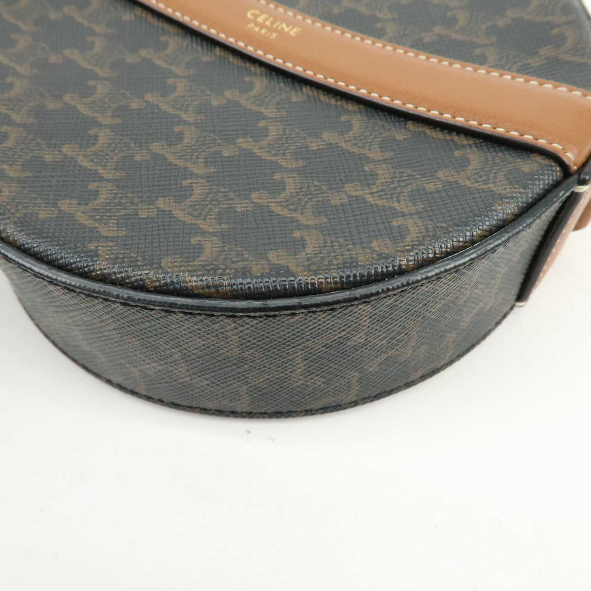 Celine Round Purse On Strap Triomphe Coated Canvas Brown Canvas Crossbody Bag Bag (Pre-Owned)