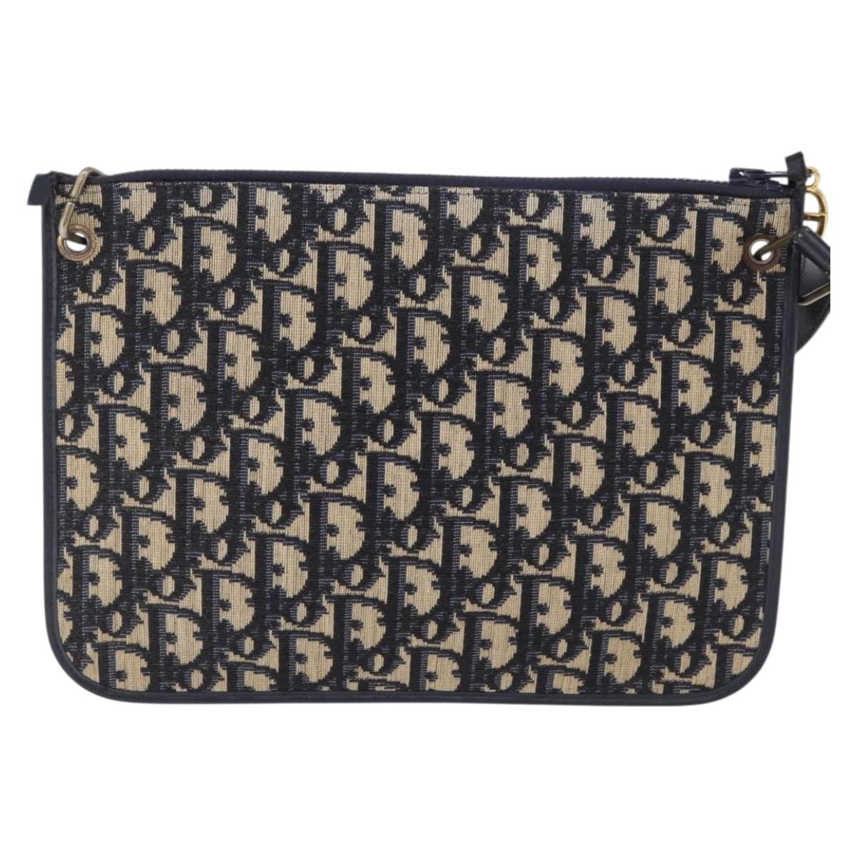 Christian Dior Trotter Shoulder Canvas Navy Canvas Handbag (Pre-Owned)