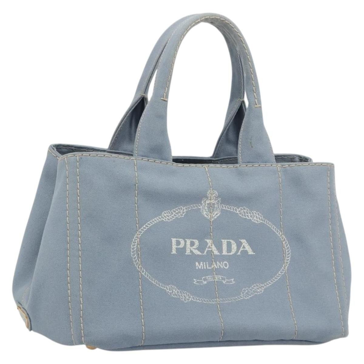 Prada Canapa Canvas Blue Canvas Tote Bag Bag (Pre-Owned)