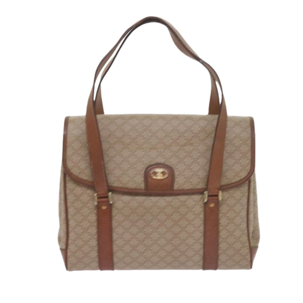 Celine Vintage Macadam Canvas And Leather Beige Canvas Handbag (Pre-Owned)
