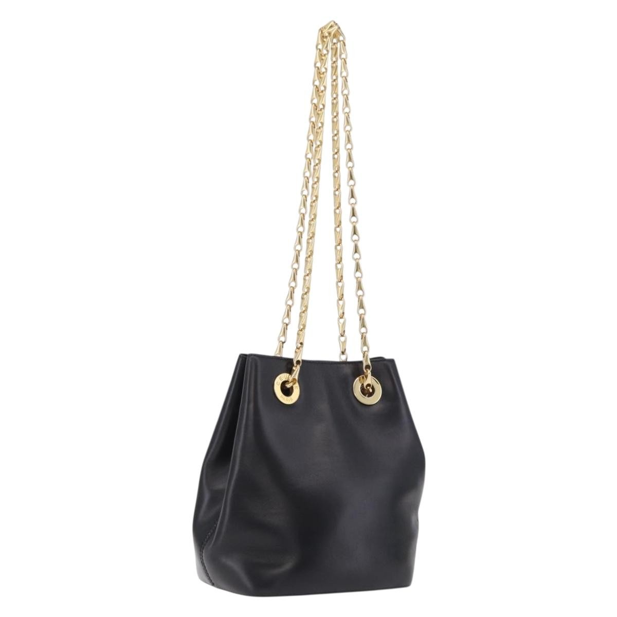 Celine Shoulder Leather Black Leather Shoulder Bag Bag (Pre-Owned)