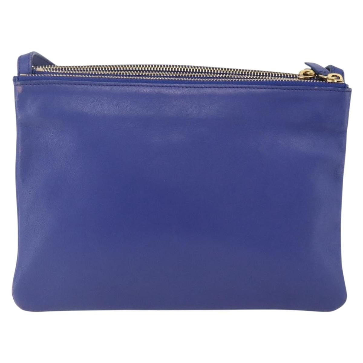 Celine Trio Leather Blue Leather Shoulder Bag Bag (Pre-Owned)