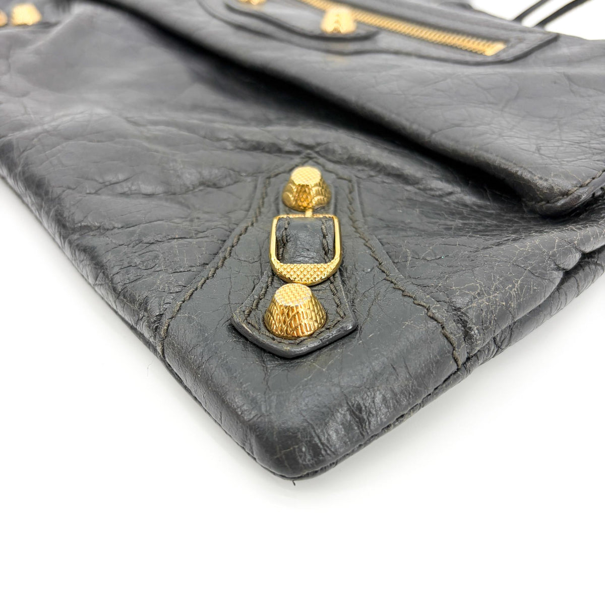 Balenciaga Giant Studs Envelope Clutch Leather Black Leather Clutche & Pouche Bag (Pre-Owned)