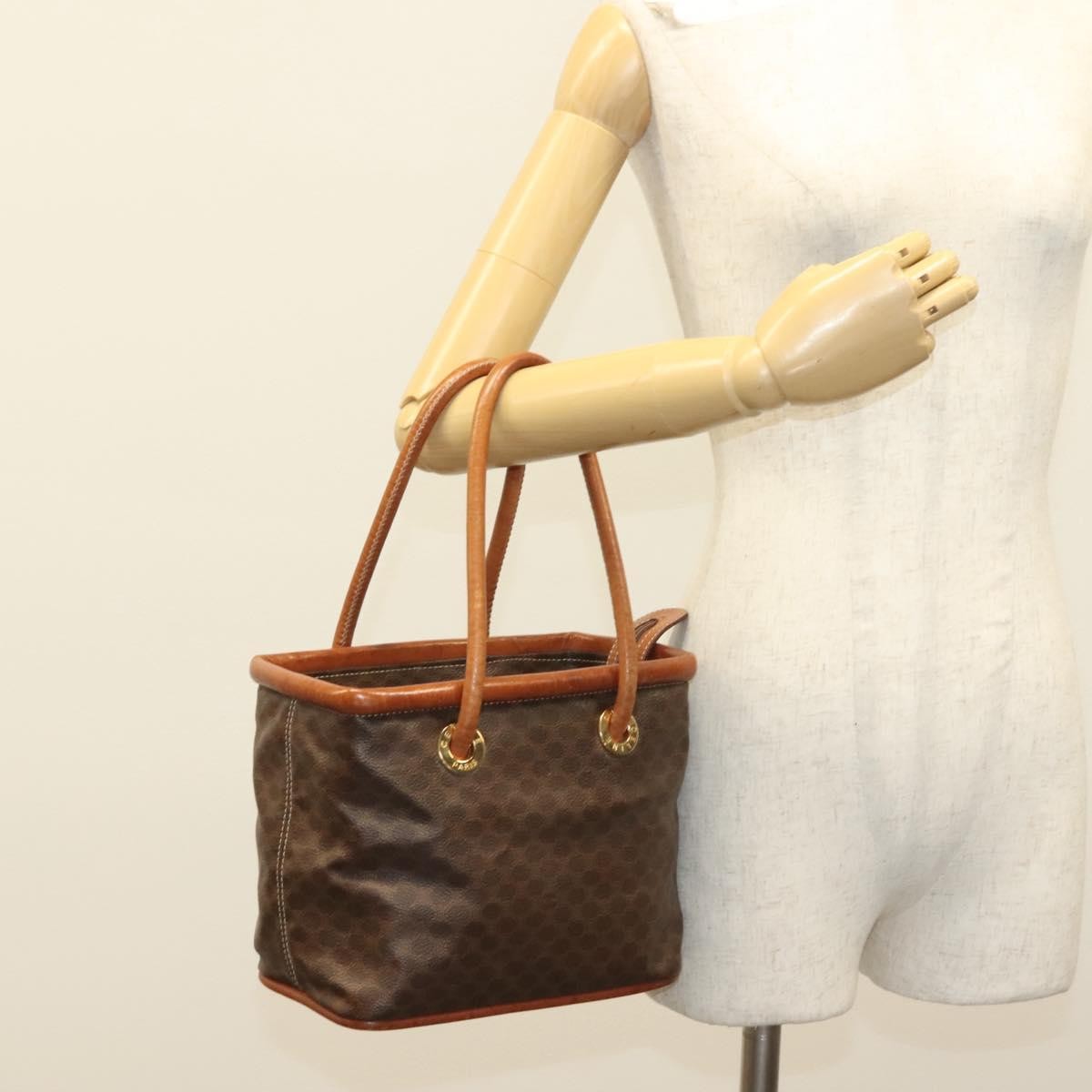 Celine Macadam Macadam With Leather Brown Canvas Handbag (Pre-Owned)