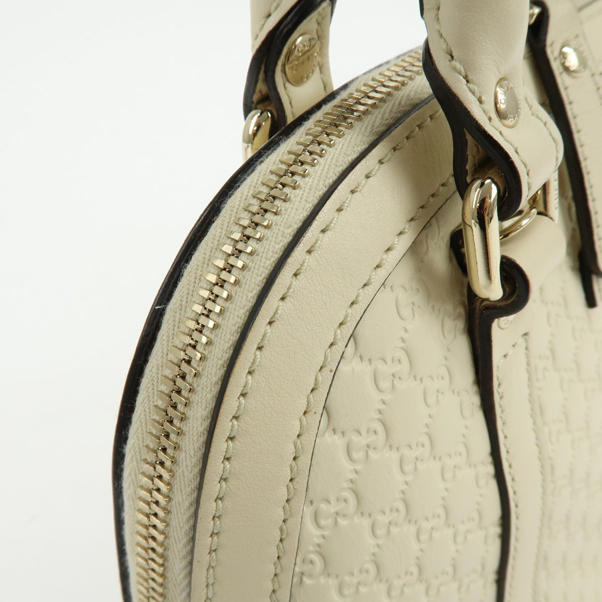 Gucci Convertible Dome Satchel Guccissima Leather White Leather Handbag (Pre-Owned)