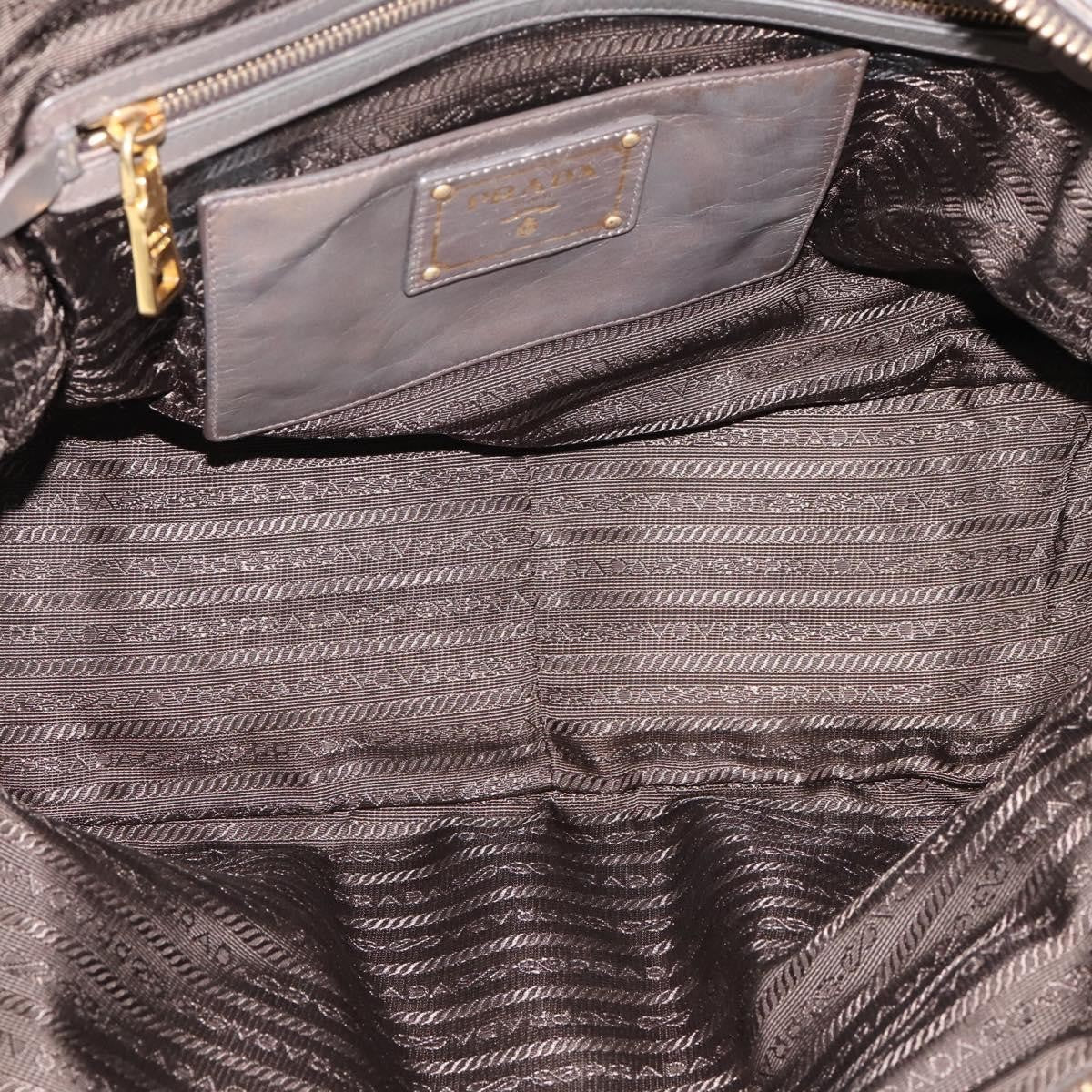 Prada Convertible Bauletto Vitello Shine Gray Leather Handbag (Pre-Owned)