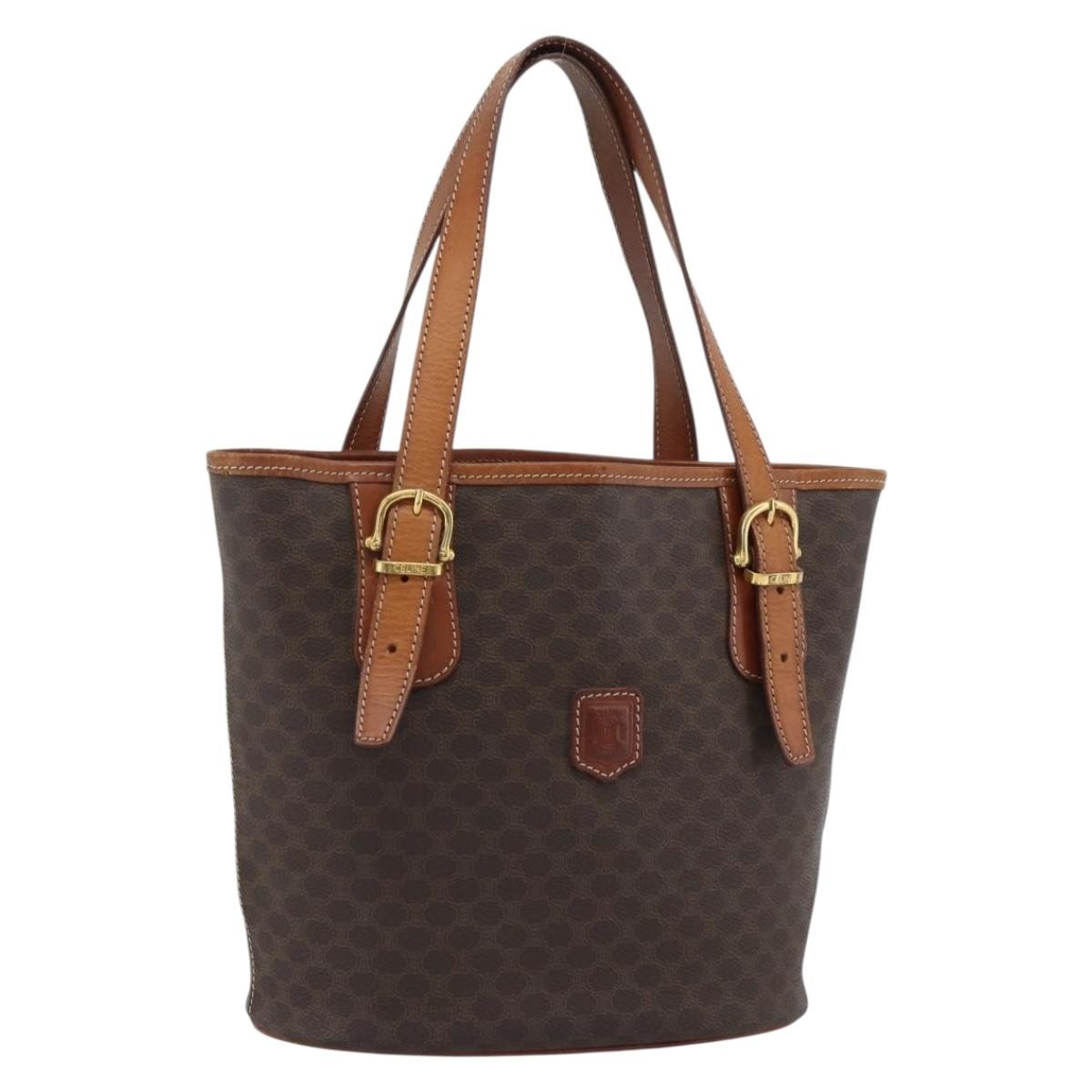 Celine Vintage Macadam Canvas And Leather Brown Canvas Tote Bag Bag (Pre-Owned)