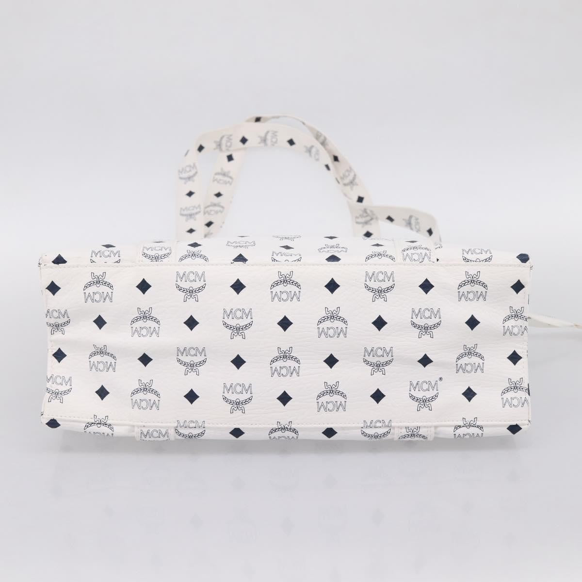 MCM Vintage Visetos Canvas White Canvas Tote Bag Bag (Pre-Owned)