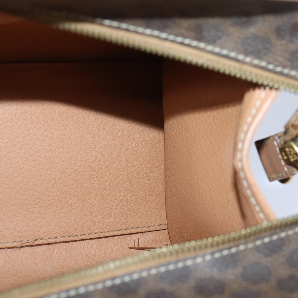 Celine Vintage Macadam Canvas And Leather Brown Canvas Handbag (Pre-Owned)