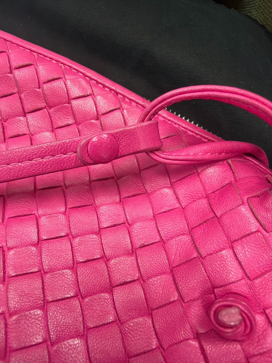 Bottega Veneta Nodini Intrecciato Nappa Pink Leather Shoulder Bag Bag (Pre-Owned)