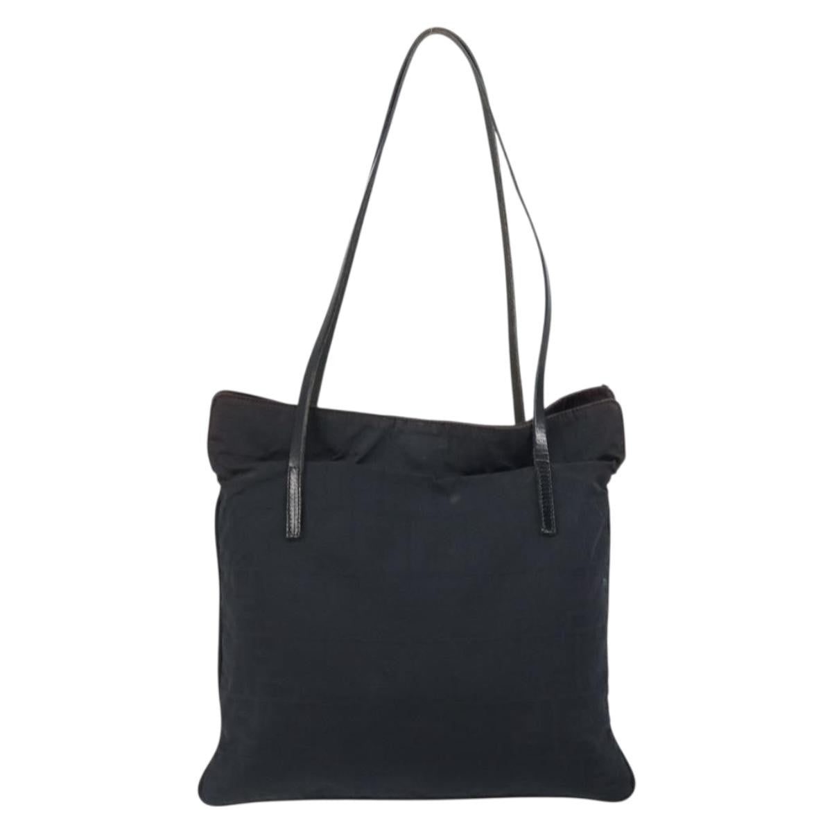 Fendi Zucca Tote Canvas Black Canvas Tote Bag Bag (Pre-Owned)