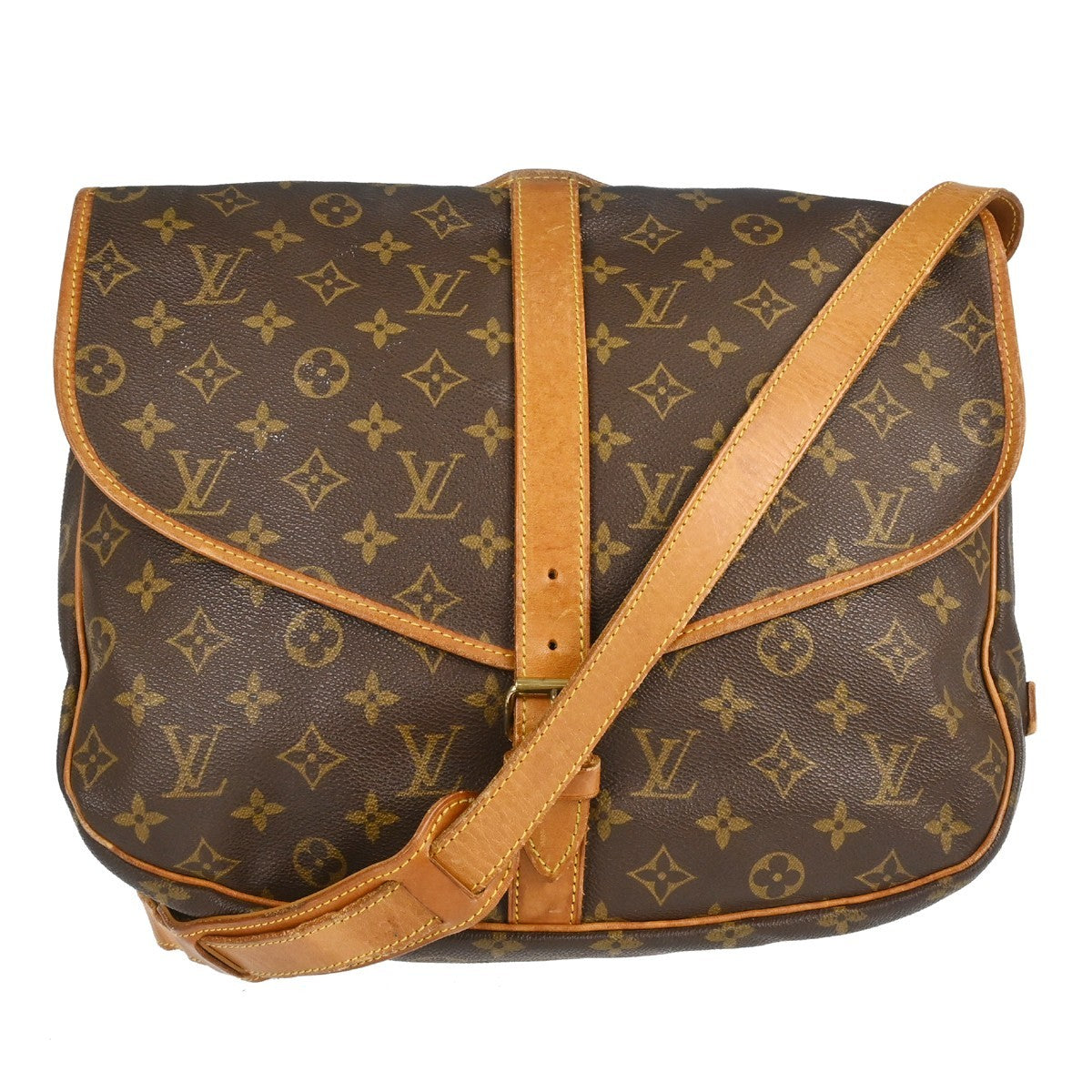 Louis Vuitton Saumur Monogram Canvas Brown Canvas Shoulder Bag Bag (Pre-Owned)