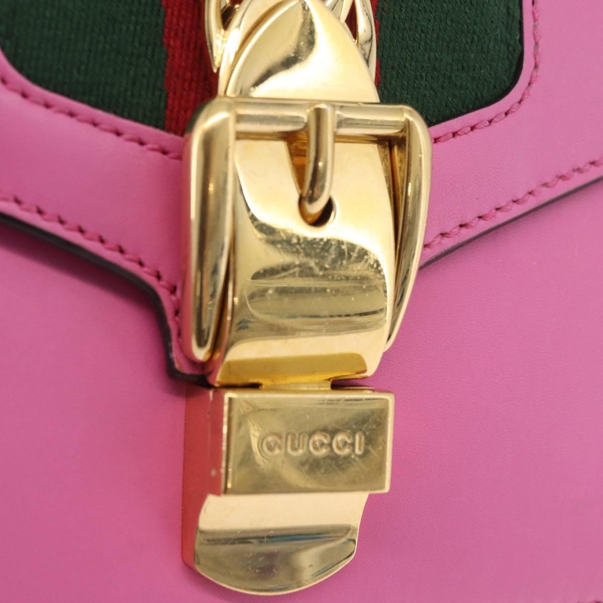 Gucci Sylvie Chain Leather Pink Leather Shoulder Bag Bag (Pre-Owned)
