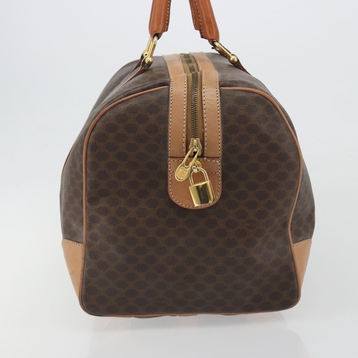 Celine Vintage Duffle Macadam Coated Canvas Brown Pvc Travel Bag Bag (Pre-Owned)